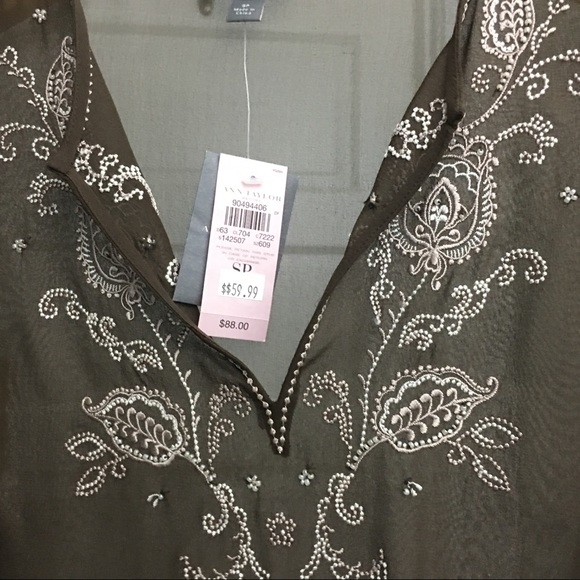 NWT Ann Taylor Embroidered Sheer Blouse, Sz SP - Picture 6 of 7